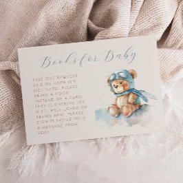 Tarjeta De Recepción Aviador azul lindo Teddy Osos Libros para bebé