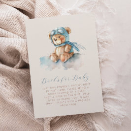 Tarjeta De Recepción Aviador azul lindo Teddy Osos Libros para bebé