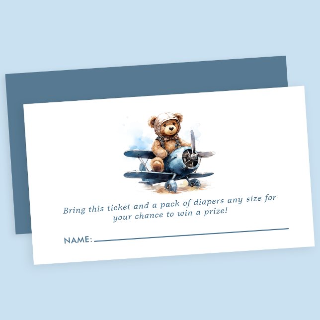 Tarjeta De Recepción Avión de Teddy Bear Baby Shower Diaper Raffle (Subido por el creador)
