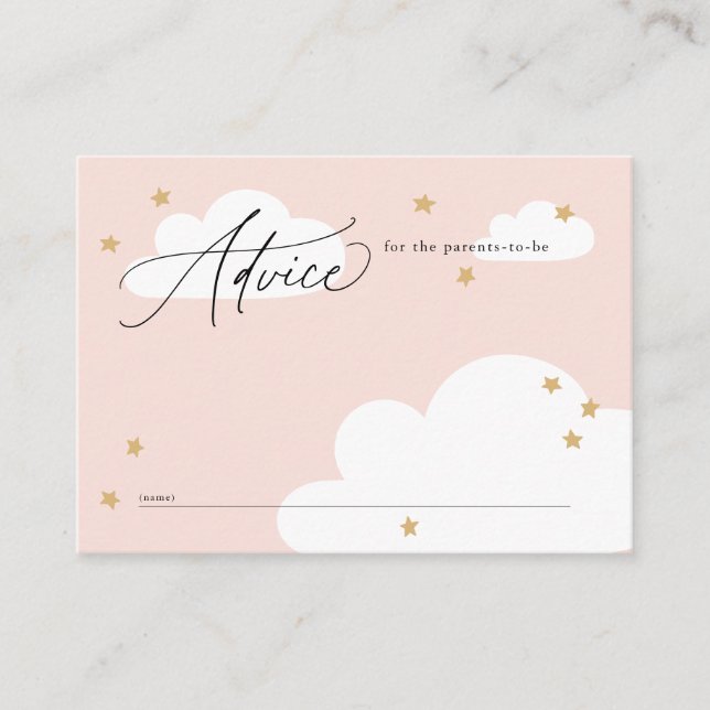 Tarjeta De Recepción Aviso Baby Shower rosa de estrellas y nubes (Anverso)