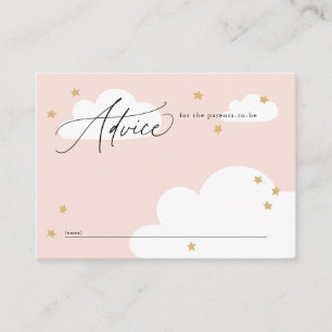 Tarjeta De Recepción Aviso Baby Shower rosa de estrellas y nubes