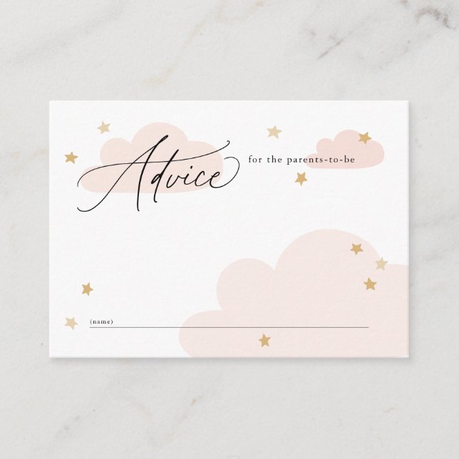Tarjeta De Recepción Aviso Baby Shower rosa de estrellas y nubes (Anverso)