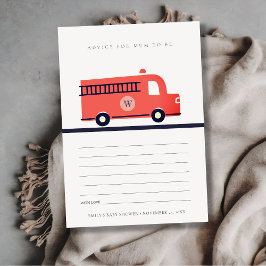 Tarjeta De Recepción Aviso del motor del camión de bomberos rojos para