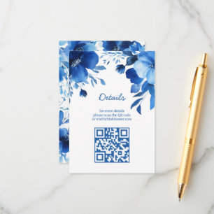 Tarjeta De Recepción Azuces Florales Aquarela Despedida de Soltera QR P