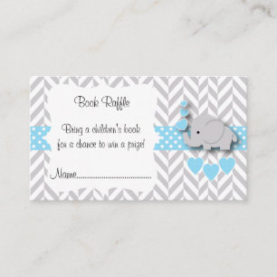 Tarjeta De Recepción Azul, blanco y gris elefante en Baby Shower