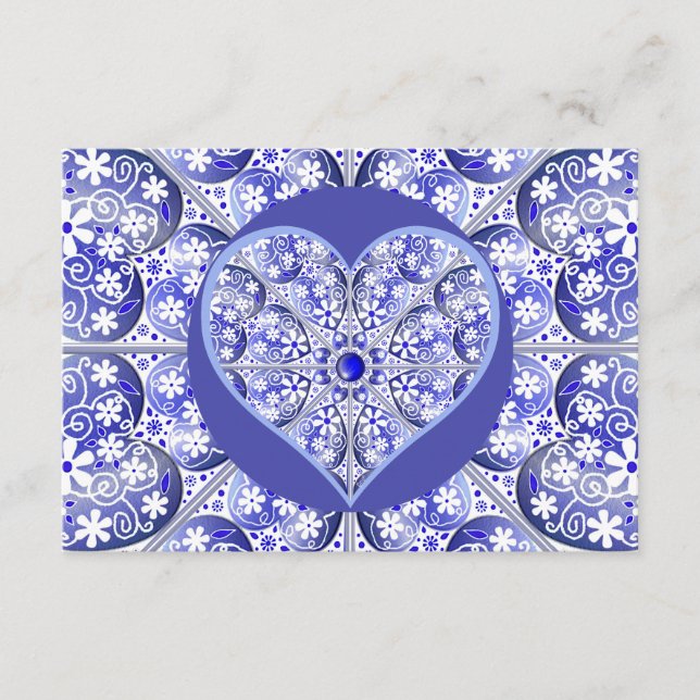 Tarjeta De Recepción Azul cerámico de Grecia (Anverso)