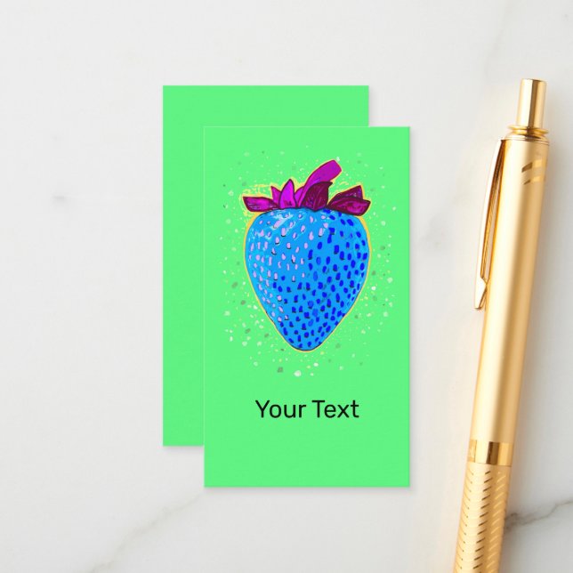 Tarjeta De Recepción Azul de fresa de arte pop