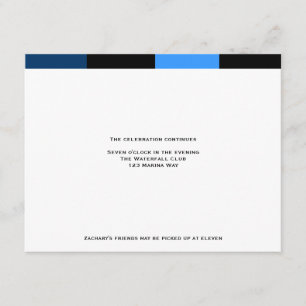 Tarjeta de recepción azul de la Marina Real de Zac