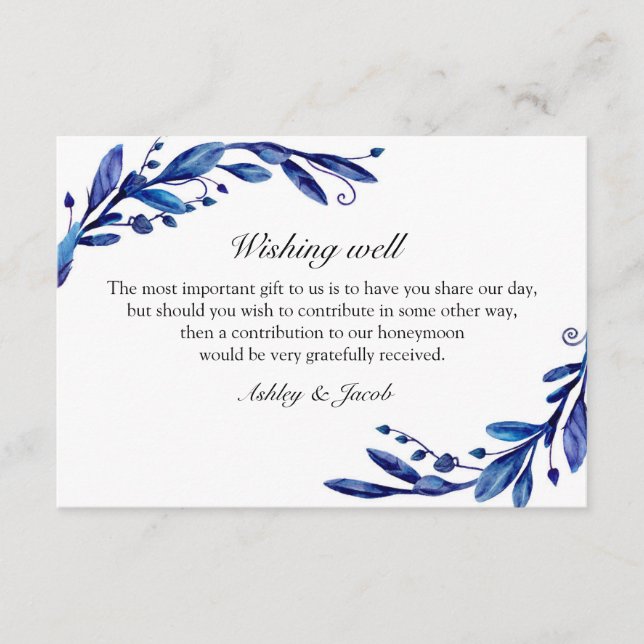 Tarjeta De Recepción Azul deseando lo mejor. Boda de invierno. Insertar (Anverso)