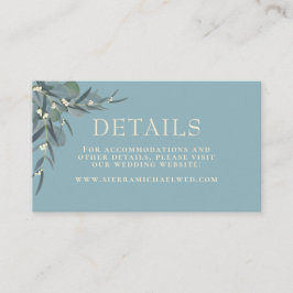 Tarjeta De Recepción Azul | Detalles del Boda botánico Eucalyptus