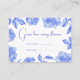 Tarjeta De Recepción Azul floral - Adivina cuántas flores