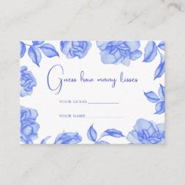 Tarjeta De Recepción Azul floral - ¿Cuántos besos juego de boda