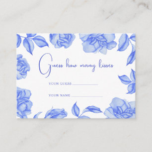 Tarjeta De Recepción Azul floral - ¿Cuántos besos juego de boda