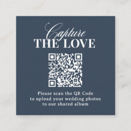 Tarjeta De Recepción Azul Marino | Código QR de Boda Captura el Amor