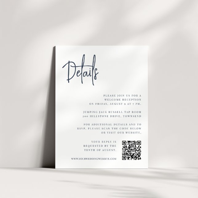 Tarjeta De Recepción Azul marino | Detalles del Boda todo en uno de gui (Subido por el creador)
