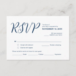 Tarjeta De Recepción Azul marino estético, fiesta de boda RSVP, respues