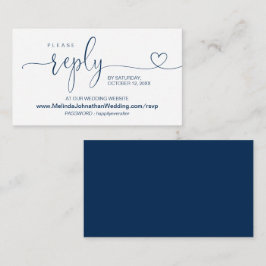Tarjeta De Recepción Azul marino moderno, sitio web Boda en línea RSVP