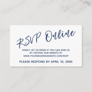 Tarjeta De Recepción Azul Marino RSVP En Línea Letra Informal