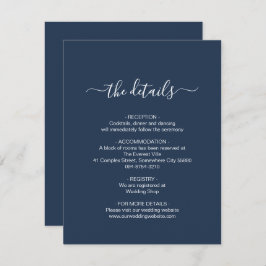 Tarjeta De Recepción Azul marino simple