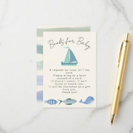 Tarjeta De Recepción Azul Náutico Vooks Para Regalo de Bebe Simple de N