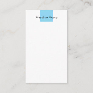 Tarjeta De Recepción Azul Negro Blanco Liso Elegante Nombre Propio