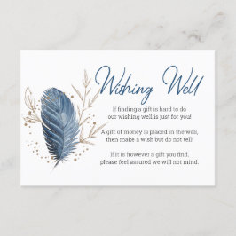 Tarjeta De Recepción Azul Oro Moderno Floral Elegante Deseos Bien