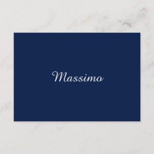 Tarjeta De Recepción Azul oscuro elegante casual con nombre escrito a m