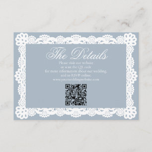 Tarjeta De Recepción Azul Polvoriento Vintage Elegante Lace Sitio Web d