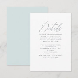 Tarjeta De Recepción Azul suave con Boda caligráfico