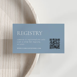 Tarjeta De Recepción Azul turbio   Registro de duchas de novias QR
