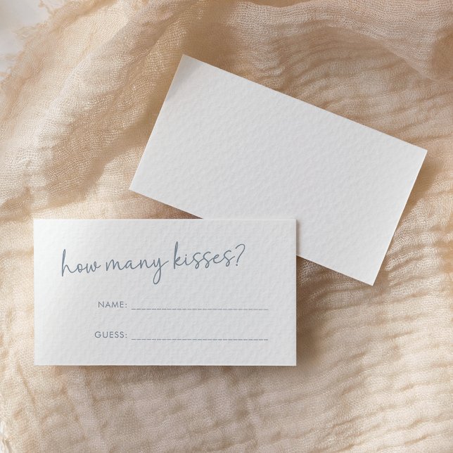 Tarjeta De Recepción Azul turbio y blanco mínimo cuántos besos de juego (Subido por el creador)