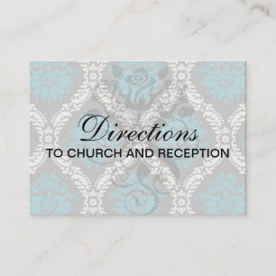 Tarjeta De Recepción azul turquesa crema y damasco marrón bonito