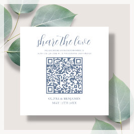 Tarjeta De Recepción Azul | White Share the Love QR Code
