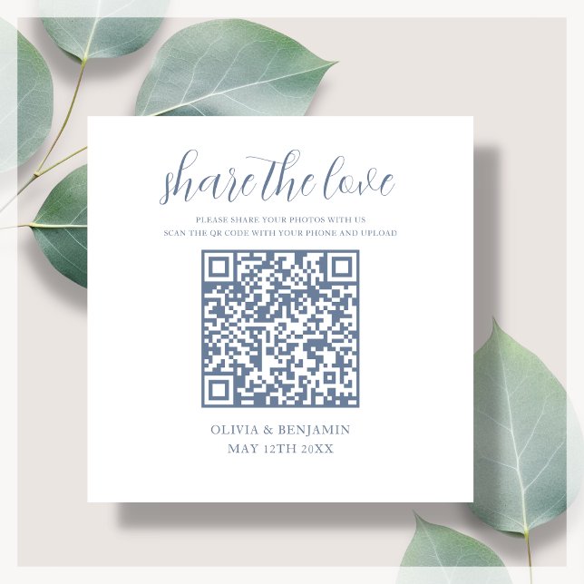 Tarjeta De Recepción Azul | White Share the Love QR Code (Subido por el creador)