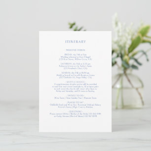 Tarjeta De Recepción Azul y blanco   Boda de Monograma Floral Itinerari