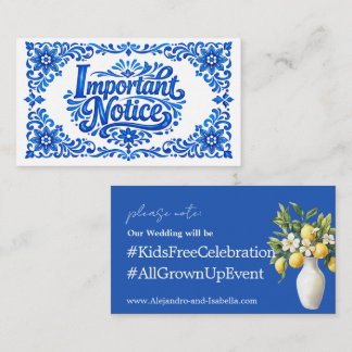 Tarjeta De Recepción 💙🍋Azul y Limón Solo para Adultos Romance Solo pa