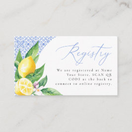 Tarjeta De Recepción Azulejo Azul Italiano Positano Limón Registro Códi