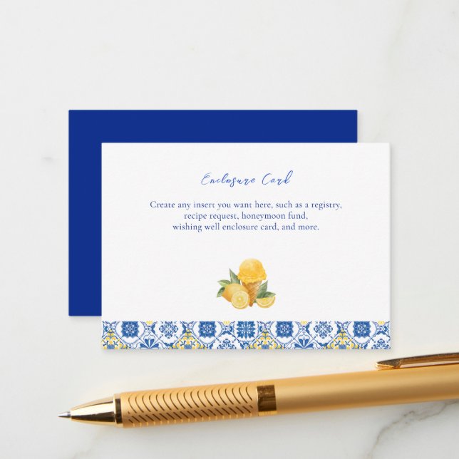 Tarjeta De Recepción Azulejos italianos Lemon Gelato Verano Ducha de No (Anverso/Reverso In Situ)
