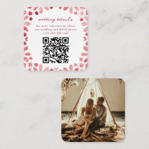 Tarjeta De Recepción Azulejos Marroquíes Magenta Código QR Boda