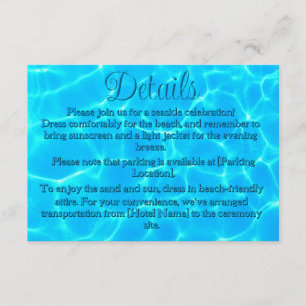 Tarjeta De Recepción Azure Turquoise Bleu Water Reflalism Minimalismo