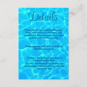 Tarjeta De Recepción Azure Turquoise Bleu Water Reflalism Minimalismo