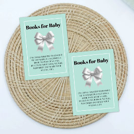 Tarjeta De Recepción Baby and Co. Libros Verde azulados Blue Bow para l
