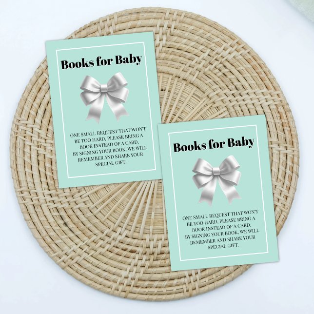 Tarjeta De Recepción Baby and Co. Libros Verde azulados Blue Bow para l (Subido por el creador)