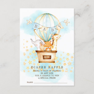 Tarjeta De Recepción Baby Animals Hot Air Balloon Diaper Raffle Ticket