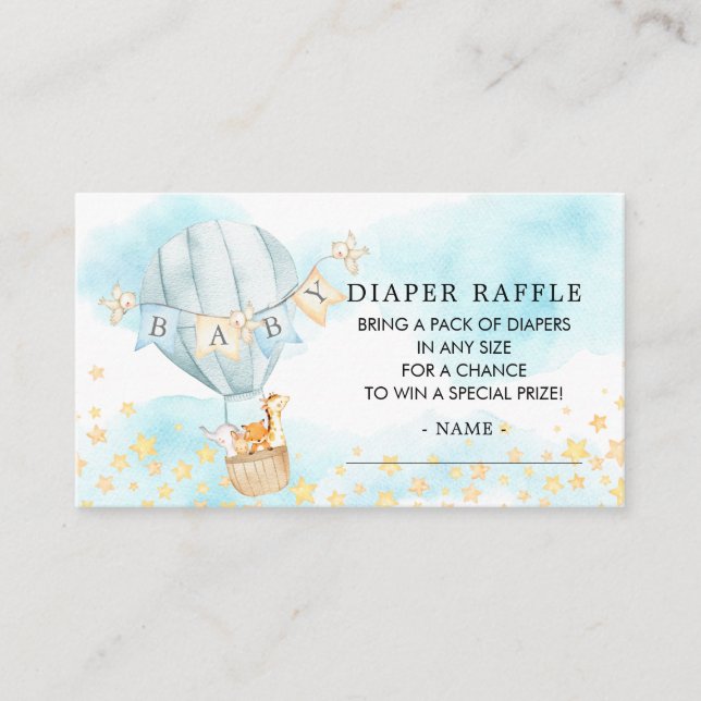 Tarjeta De Recepción Baby Animals Hot Air Balloon Diaper Raffle Ticket (Anverso)