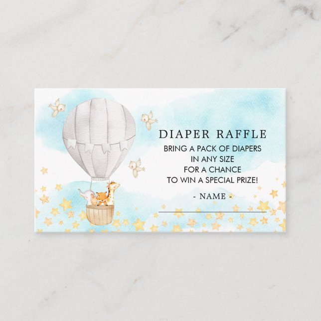 Tarjeta De Recepción Baby Animals Hot Air Balloon Diaper Raffle Ticket (Anverso)