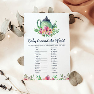 Tarjeta De Recepción Baby Around the World Baby Shower Game Card