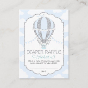 Tarjeta De Recepción Baby Blue Hot Air Balloon Diaper Raffle Ticket