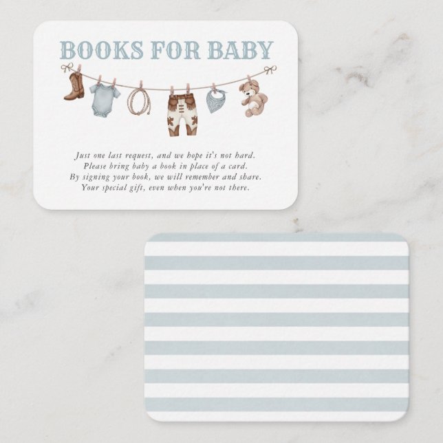 Tarjeta De Recepción Baby Blue Little Cowboy Books for Baby (Anverso / Reverso)