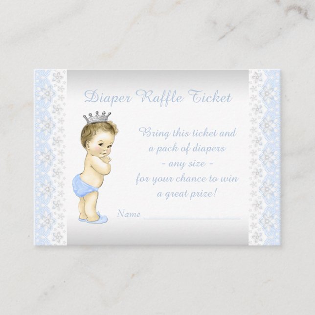 Tarjeta De Recepción Baby Blue Prince Diaper Raffle Ticket (Anverso)